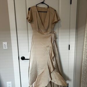 Altar'd State Champagne High Low Wrap Dress